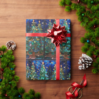 Regalo Papel de envolvimiento de árbol de navidad de vidr
