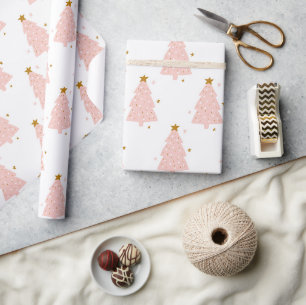 Regalo Papel de envolvimiento de árbol de Navidad rosa