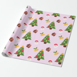Regalo Papel de envolvimiento de árbol de navidad rosado