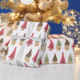 Regalo Papel de envolvimiento de árbol navideño acuarela