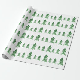 Regalo Papel de envolvimiento de árbol navideño acuarela