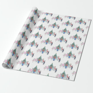 Regalo Papel de envolvimiento de árbol navideño de nutcra