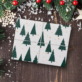 Regalo Papel de envolvimiento de árbol verde blanco de Na
