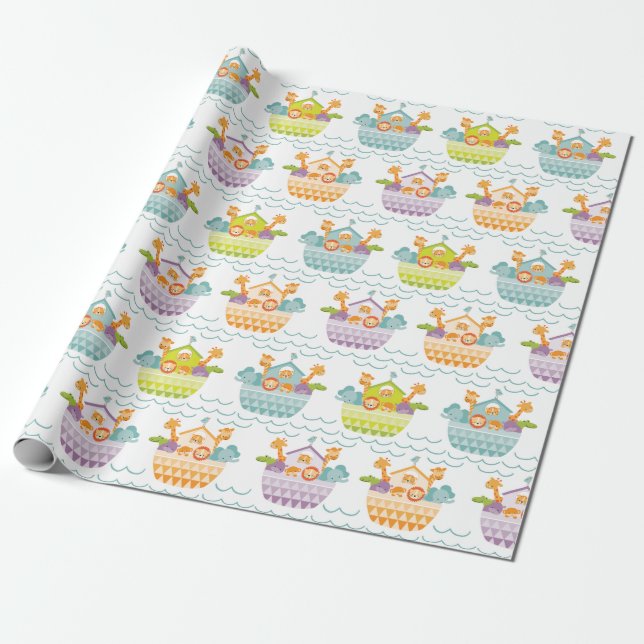 Regalo Papel de envolvimiento de arca para bebé lindo Noa (Desenrollado)
