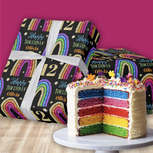 Regalo Papel de envolvimiento de arcoiris con nombre de c