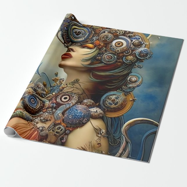 Regalo Papel de envolvimiento de arte de reina Steampunk (Desenrollado)