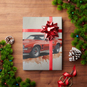 Regalo Papel de envolvimiento de auto rojo clásico americ