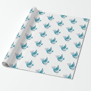 Regalo Papel de envolvimiento de aves azules volando