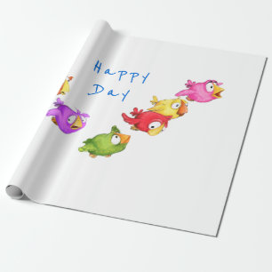 Regalo Papel de envolvimiento de aves voladoras felices -