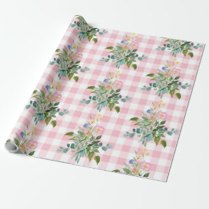 Regalo Papel de envolvimiento de Baby Shower Pink Gingham