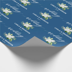 Regalo Papel de envolvimiento de Boda floral azul