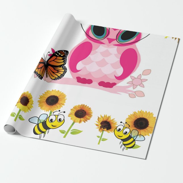Regalo Papel de envolvimiento de búho de girasol Bumblebe (Desenrollado)