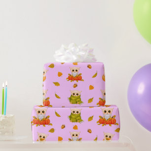 Regalo Papel de envolvimiento de búhos de otoño adorables