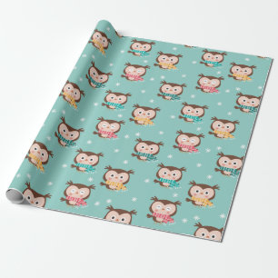 Regalo Papel de envolvimiento de búhos navidades