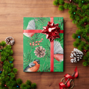 Regalo Papel de envolvimiento de bullfinch para navidades