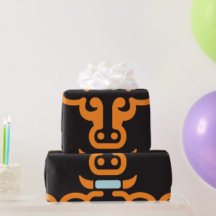 Regalo Papel de envolvimiento de cabeza de vaca naranja