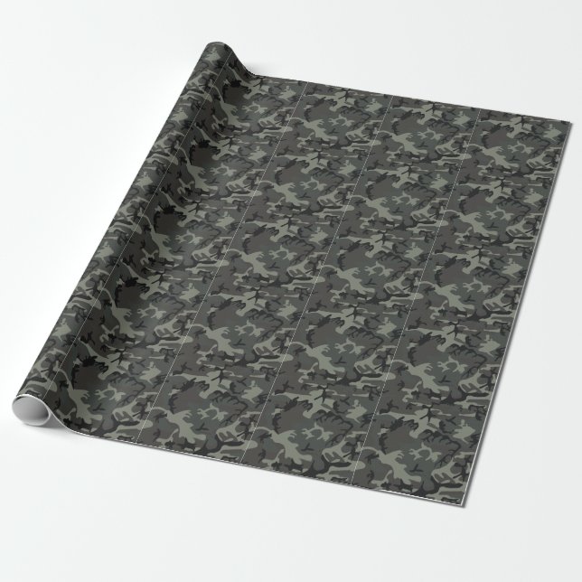 Regalo Papel de envolvimiento de camuflaje gris (Desenrollado)