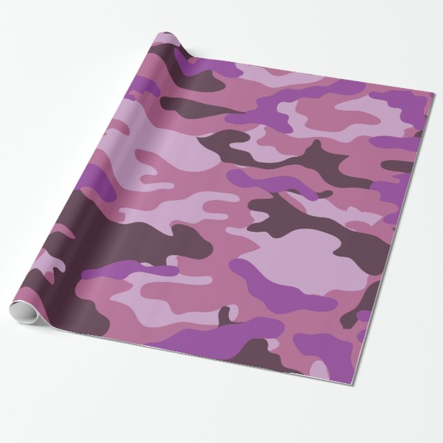 Regalo Papel de envolvimiento de camuflaje morado (Desenrollado)