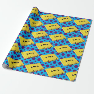 Regalo Papel de envolvimiento de cassette amarillo PopArt