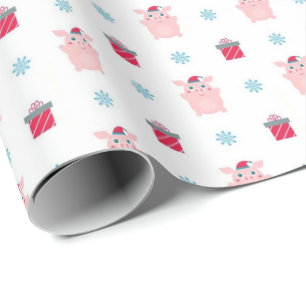 Regalo Papel de envolvimiento de cerdo feliz