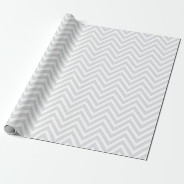 Regalo Papel de envolvimiento de chevron gris y blanco (Desenrollado)