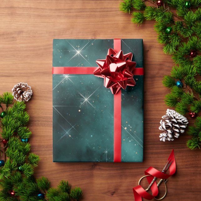 Regalo Papel de envolvimiento de cielo estrellado Verde a (Regalo de vacaciones)
