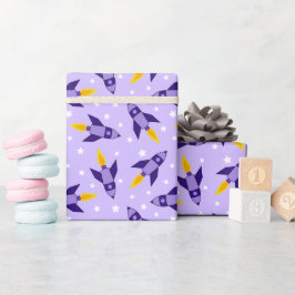Regalo Papel de envolvimiento de cohetes morado retro