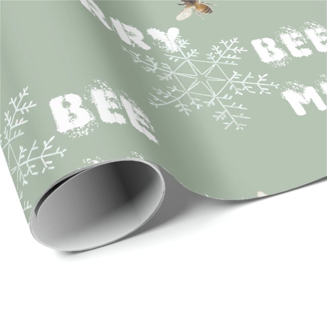 Regalo Papel de envolvimiento de copas de nieve de Bee Me (Esquina del rollo)