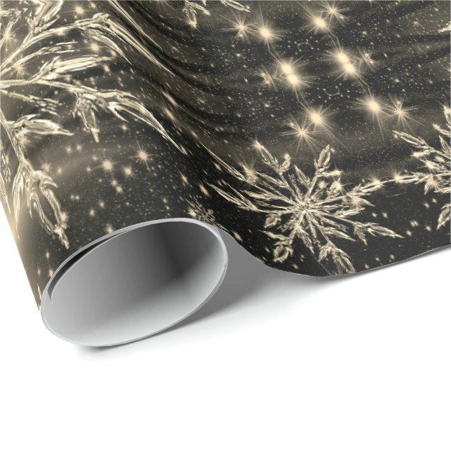 Regalo Papel de envolvimiento de copos de nieve de bronce (Esquina del rollo)