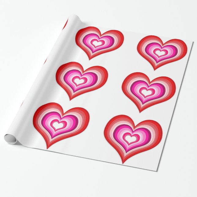 Regalo Papel de envolvimiento de corazones reverberantes (Desenrollado)