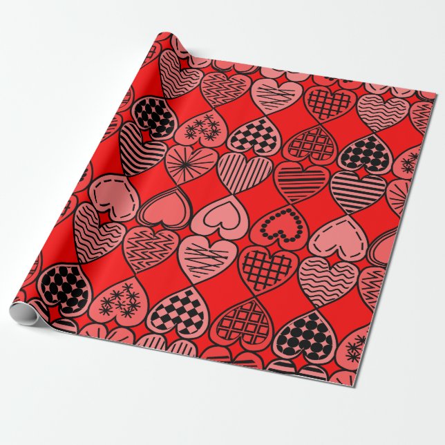 Regalo Papel de envolvimiento de corazones turbios de Top (Desenrollado)