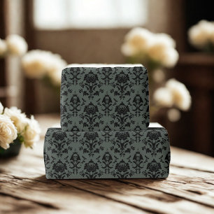Regalo Papel de envolvimiento de cráneo gótico y damasco 