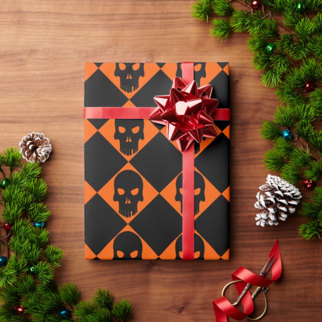 Regalo Papel de envolvimiento de cráneo negro de Hallowee (Regalo de vacaciones)