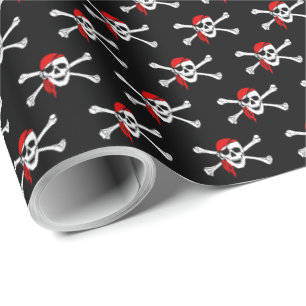 Regalo Papel de envolvimiento de cráneo pirata negro