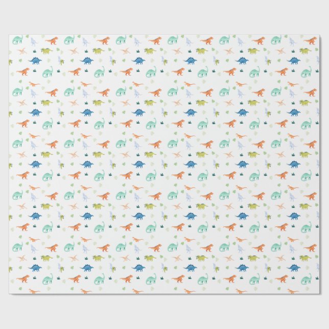 Regalo Papel de envolvimiento de cumpleaños de dinosaurio (Superficie plana)