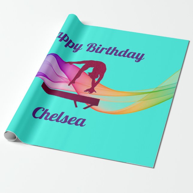 Regalo Papel de envolvimiento de cumpleaños de gimnasia (Desenrollado)
