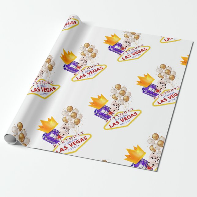 Regalo Papel de envolvimiento de cumpleaños de Las Vegas (Desenrollado)