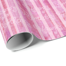 Regalo Papel de envolvimiento de cumpleaños rosado a raya