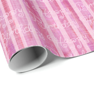Regalo Papel de envolvimiento de cumpleaños rosado a raya