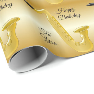 Regalo Papel de envolvimiento de cumpleaños saxofón
