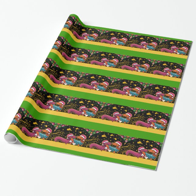 Regalo Papel de envolvimiento de Dachsunds para navidades (Desenrollado)
