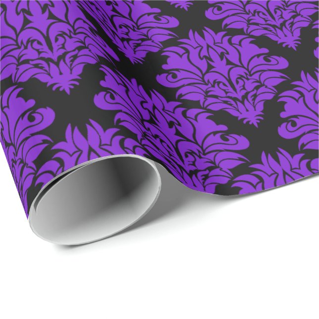 Regalo Papel de envolvimiento de Damask-Gift morado (Esquina del rollo)