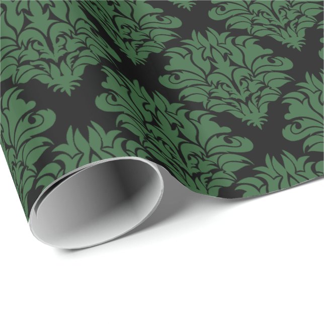 Regalo Papel de envolvimiento de Damask-Gift verde (Esquina del rollo)