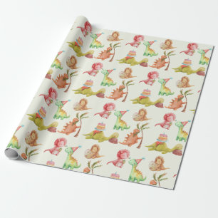 Regalo Papel de envolvimiento de dinosaurios amistosos
