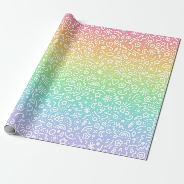 Regalo Papel de envolvimiento de Doodles gradientes de ar (Desenrollado)