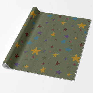 Regalo Papel de envolvimiento de estrellas de color verde