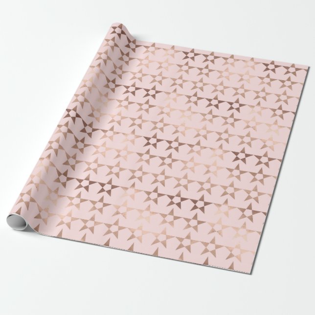 Regalo Papel de envolvimiento de estrellas de oro Rosa (Desenrollado)