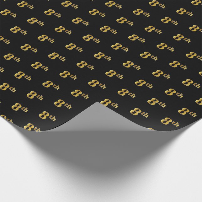 Regalo Papel de envolvimiento de eventos Black, Faux Gold (Esquina)