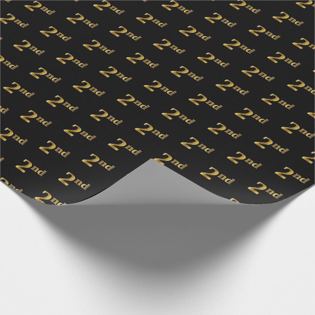 Regalo Papel de envolvimiento de eventos Black, Faux Gold (Esquina)