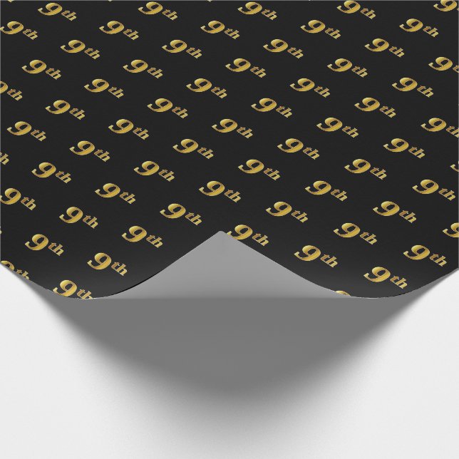 Regalo Papel de envolvimiento de eventos Black, Faux Gold (Esquina)